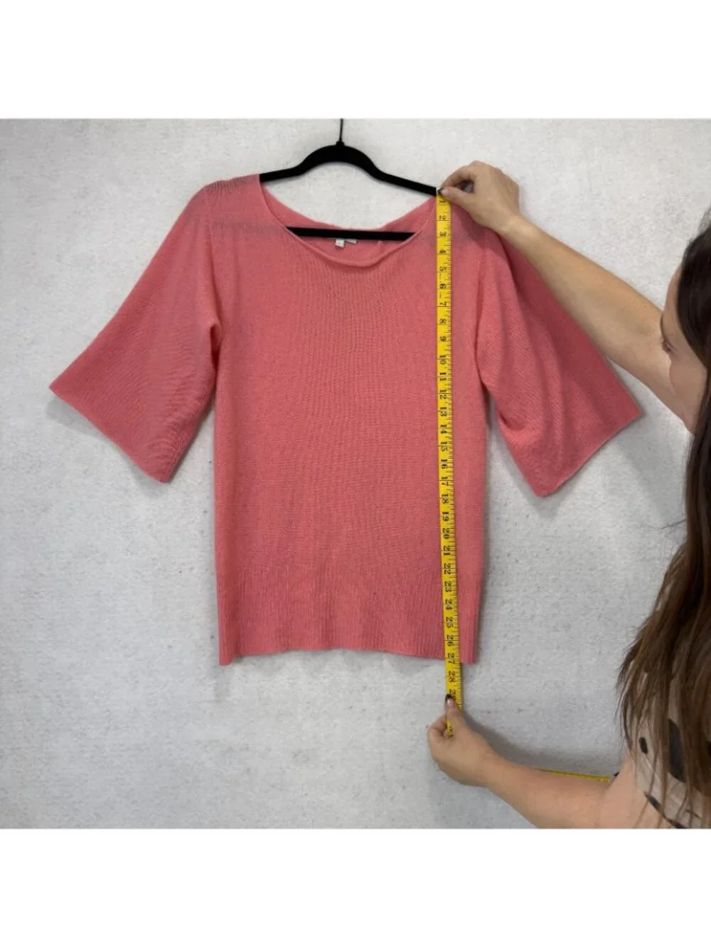Cristi Conaway Cashmere Sweater Womens Medium Pink Scoop Neck Short Sleeve Knit